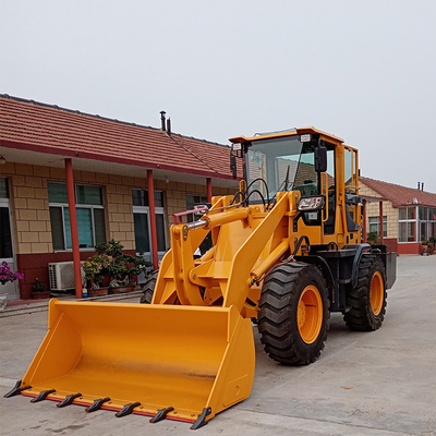 kualitas 2500kg Mini Front End Loader Industri Hidrolik Mengontrol Jalur roda 2050mm pabrik